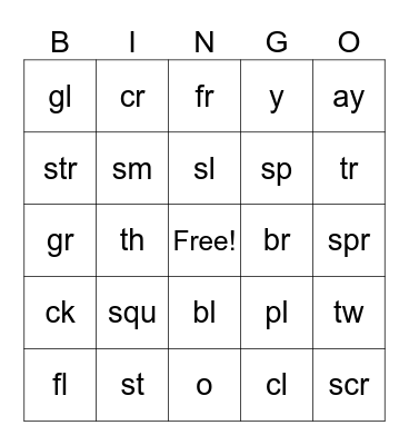 BINGO Chart 6 & 7 Bingo Card