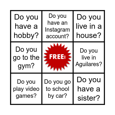 DIRECT QUESTIONS Bingo Card