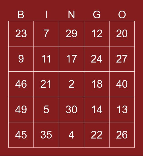 Chermi Demon Shell Bingo Card