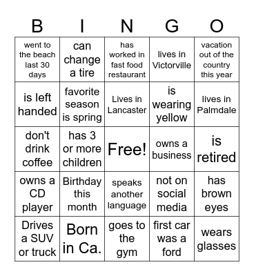 Friends, Food, & Fellowship! Bingo Card