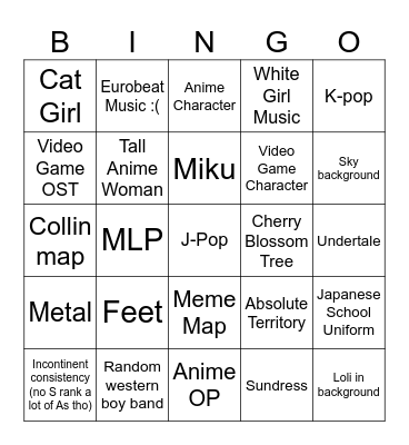 Noah's OSU Bingo (VOMIT EMOJI) Bingo Card