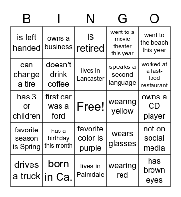 Friends, Food, & Fellowship Bingo Card