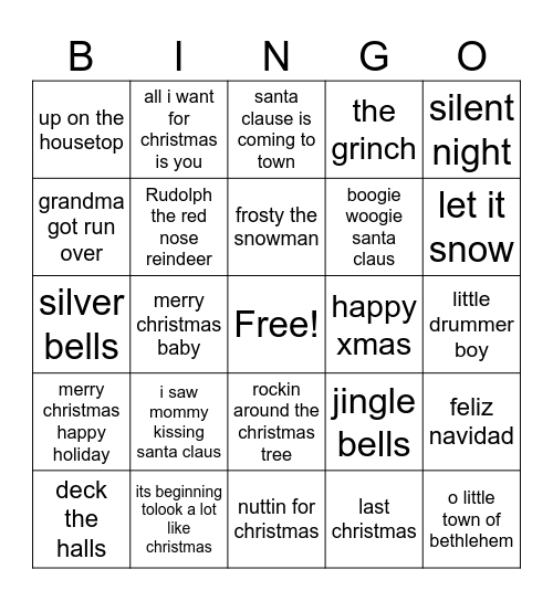 christmas Bingo Card