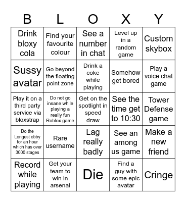 Roblox Bingo! Bingo Card