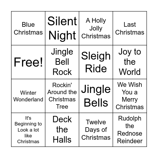 Christmas in July Bingo Card