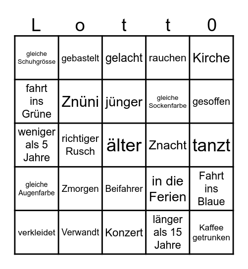 Dieter 60 Bingo Card