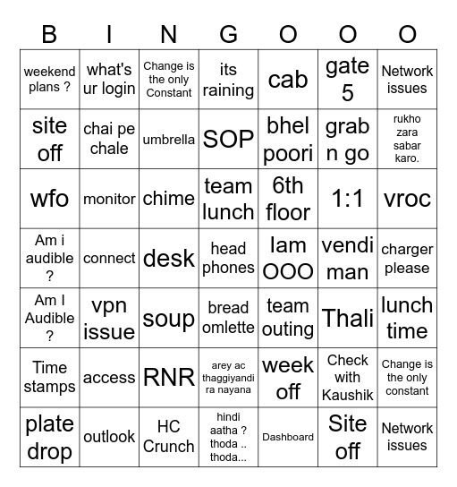 ROC Central Stratergy Bingo Card