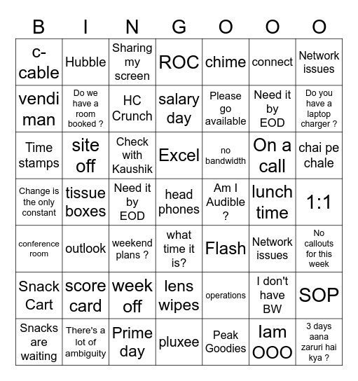 ROC Central Stratergy Bingo Card
