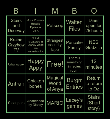 Creepcast Bingo! Bingo Card