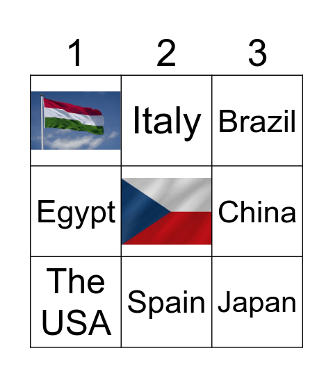 Nationalities Bingo Card