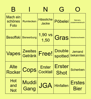 PubCrawl Bingo Card