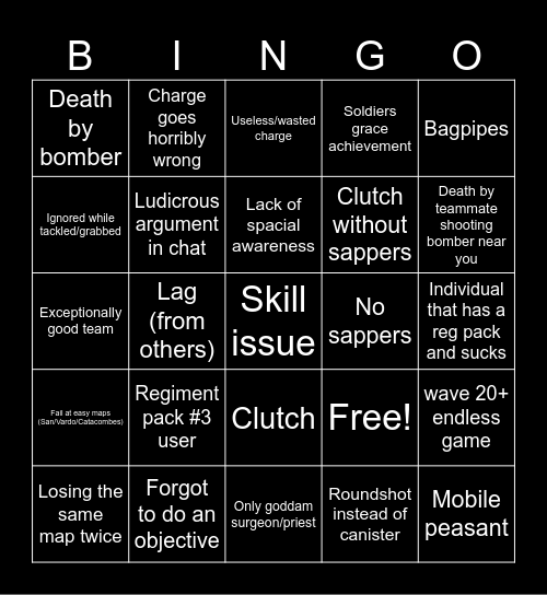 Ultimate Guts & Blackpowder Bingo Card