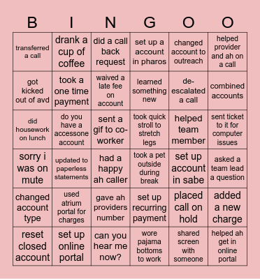 remote work Bingo Card