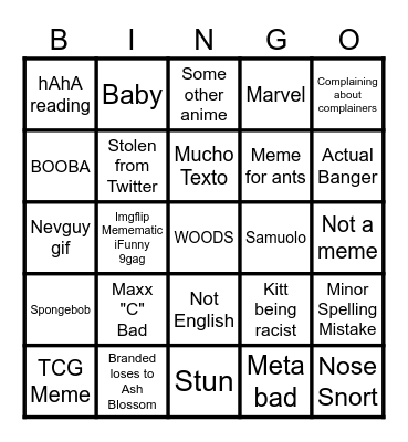 Meme Review Bingo Card