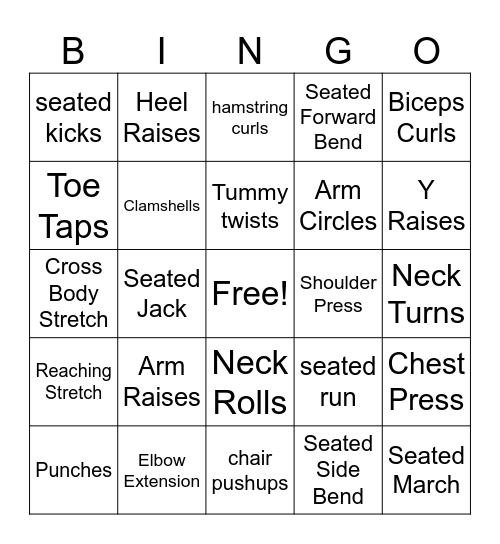 Bingocize Bingo Card