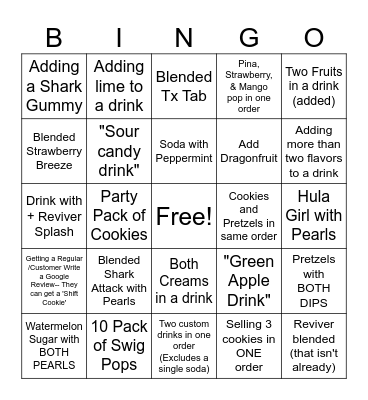 SWIG % BINGO Card