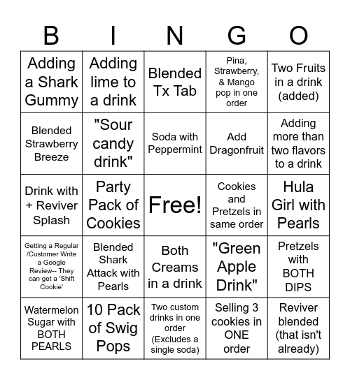 SWIG % BINGO Card