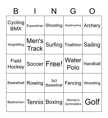 PARIS OLYMPICS Bingo Card