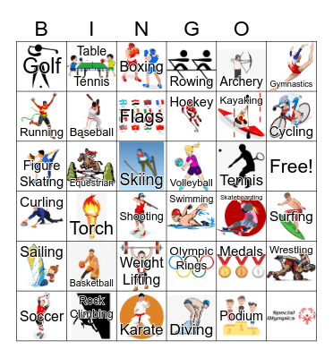 Olympics Bingo Card