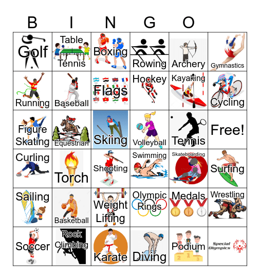 Olympics Bingo Card