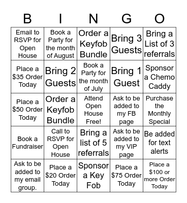 Thirty-One Bingo Card