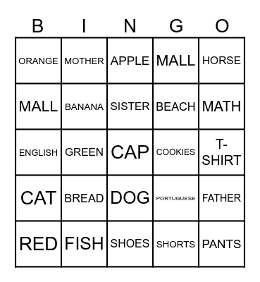 WARM - UP Bingo Card