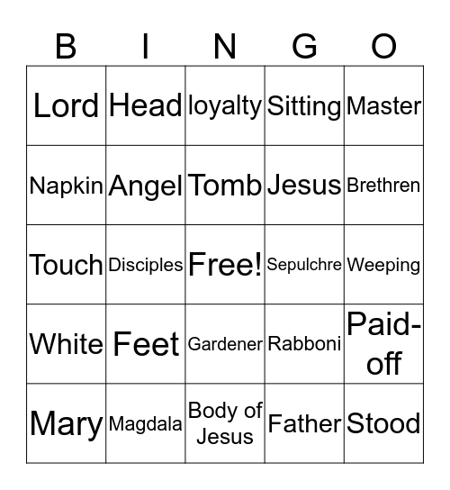 Bible Bingo I Bingo Card