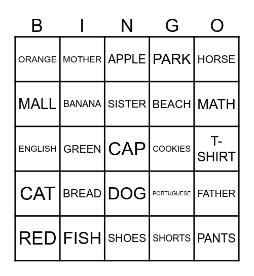 WARM - UP Bingo Card
