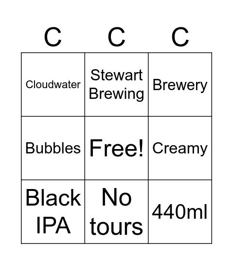 Beer Fridge Bingo Card