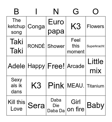 Muziek Bingo Card