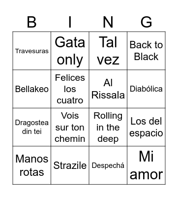BINGO MUSICAL Bingo Card