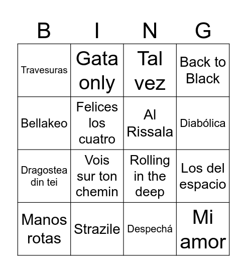 BINGO MUSICAL Bingo Card