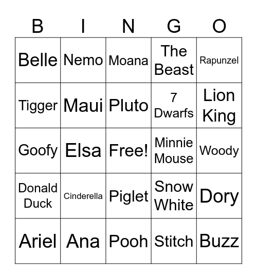 Disney Bingo Card