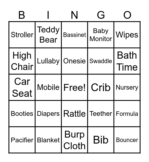 Rose Baby Bingo Card