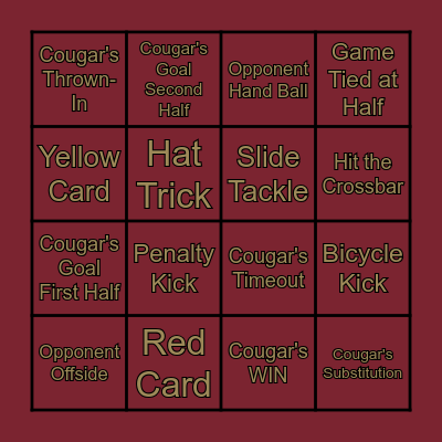 Charleston Soccer Bingo Card