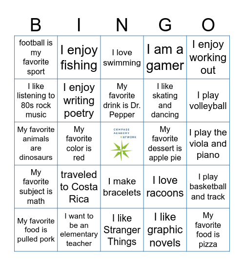 COMPASS ACADEMY NETWORK Bingo Card