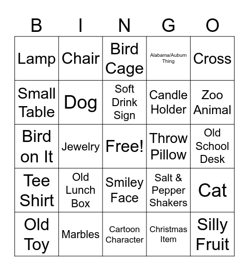 Antique Store Bingo Card