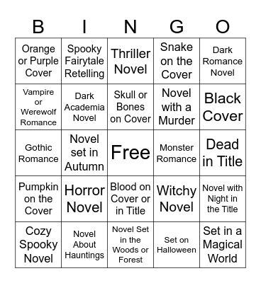 Spooky Reading Challenge Bingo Card