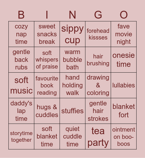 AFTERCARE BINGO FOR LITTLES Bingo Card