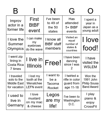 BtBF Summer Picnic Bingo! Bingo Card