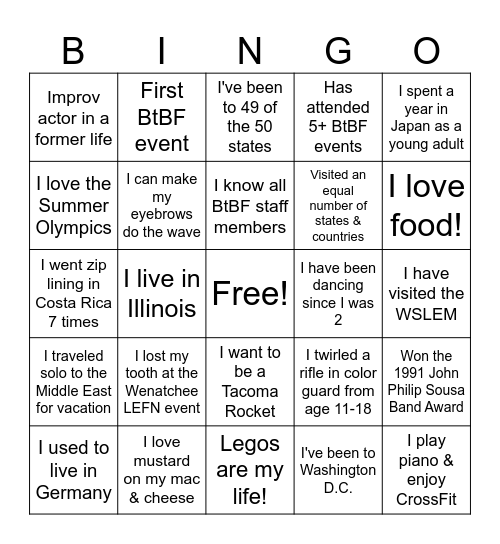 BtBF Summer Picnic Bingo! Bingo Card