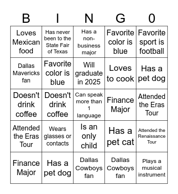 Human Bingo! Bingo Card