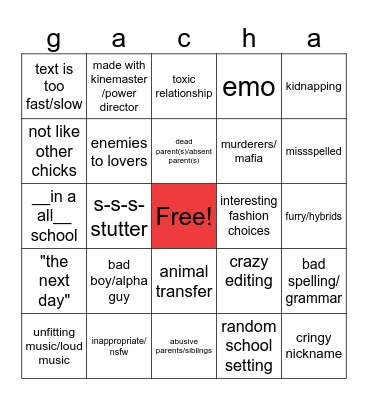 gacha gacha Bingo Card