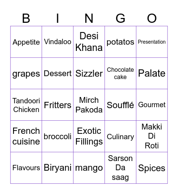 FOOD FOOD FOOD FOOD FOOD FOOD FOOD Bingo Card