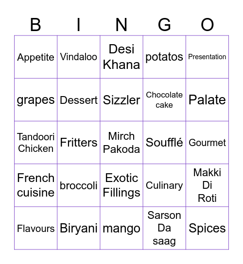 FOOD FOOD FOOD FOOD FOOD FOOD FOOD Bingo Card