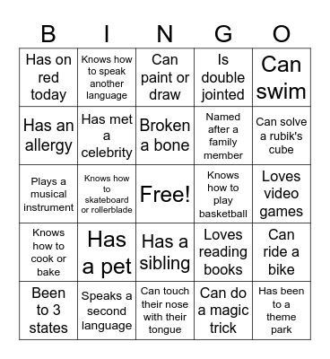 FR4ME Bingo Card