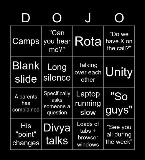Meeting after today evenings sessions Bingo Card