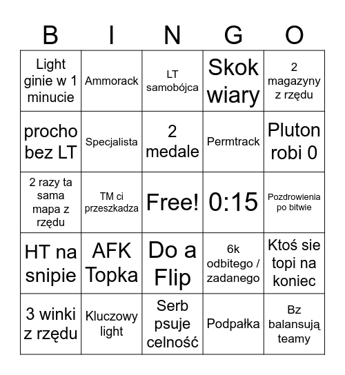 Mistrzostwa BINGO w WOT Bingo Card