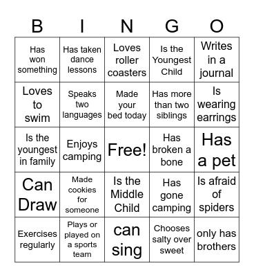 Get to Know Your Classmates Bingo Card