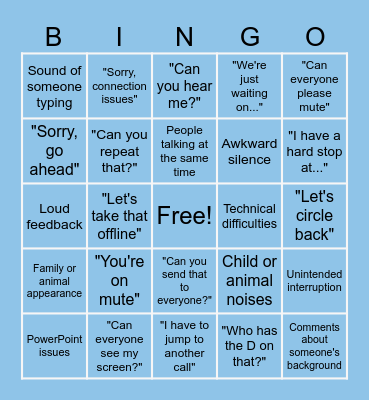 Conference Call Bingo Card